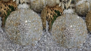 DIY Glam Dollar Tree Christmas Ornaments |  DIY Christmas Decorations for 2022