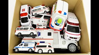 救急車 ミニカー おもちゃ　緊急発進！☆坂道走行で集合します！Ambulance miniature car toy Emergency departure! ☆ Meet up on a slope