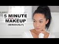 QUICK & EASY 5 MINUTE MAKEUP! LESS THAN 5 PRODUCTS (Real Time)