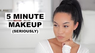 QUICK \& EASY 5 MINUTE MAKEUP! LESS THAN 5 PRODUCTS (Real Time)