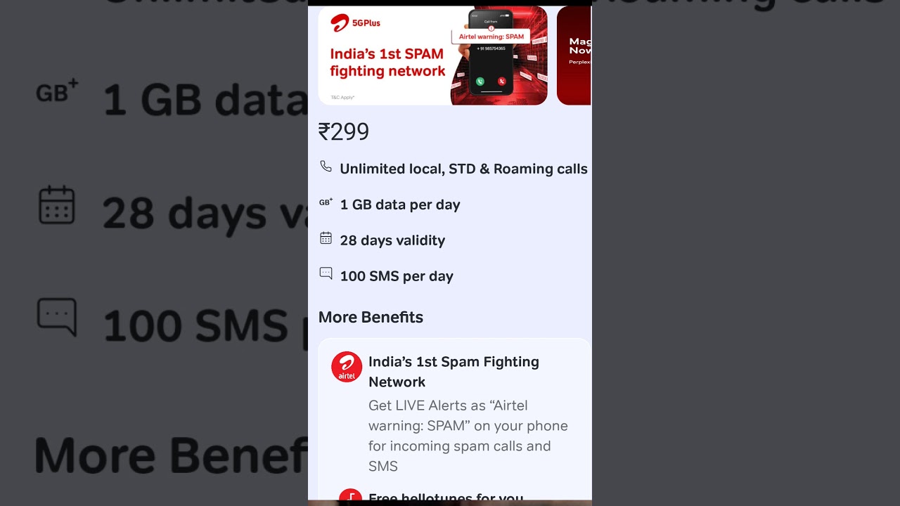 Airtel Recharge 299 5G Unlimited free Data 