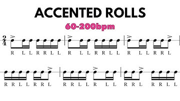 Accented Rolls | Snare Drum Warm-Up Exercise | 60bpm-200bpm