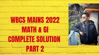 WBCS 2022 MAINS MATH & GI// PART 2