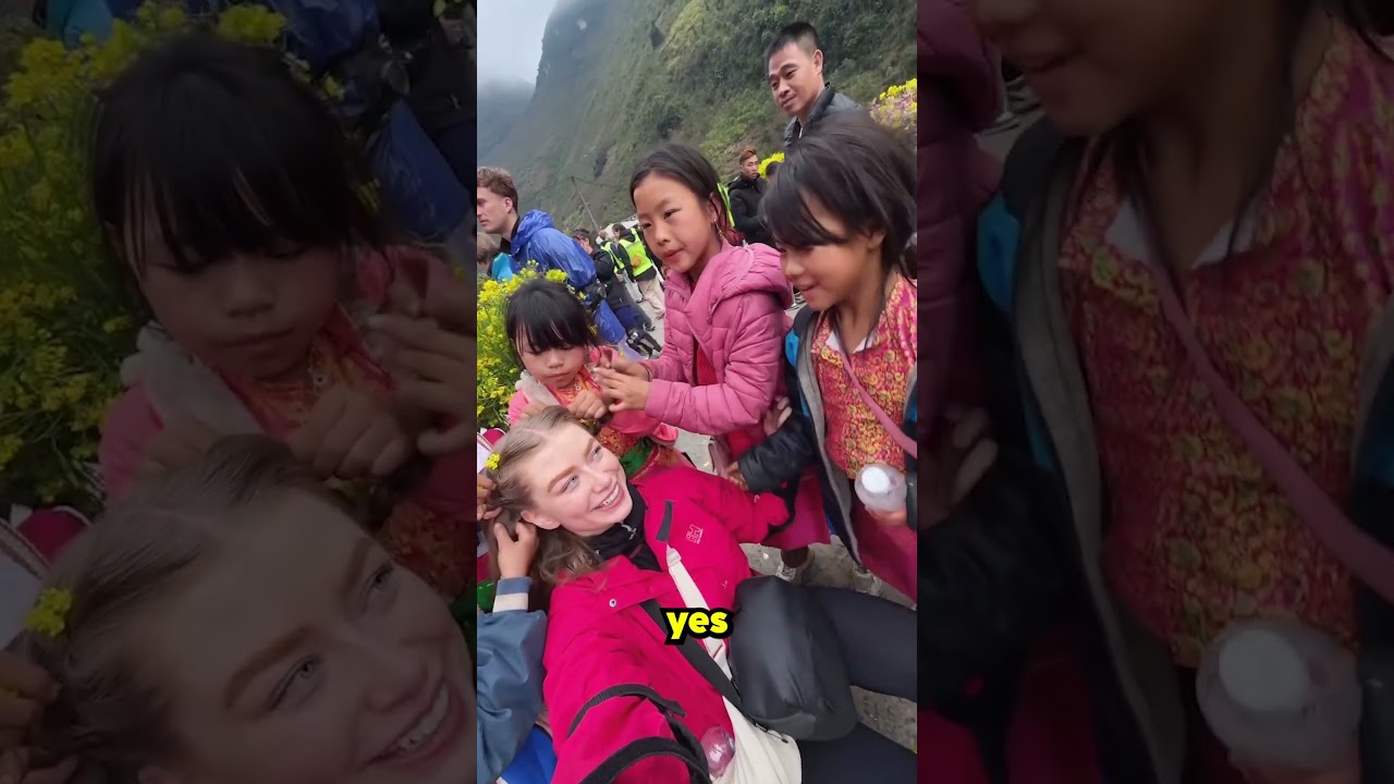 these kids braided her hair with flowers