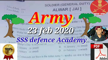 Army soldier GD Alwar (jAI) 23 feb 2020 ka original question paper with answers PDF