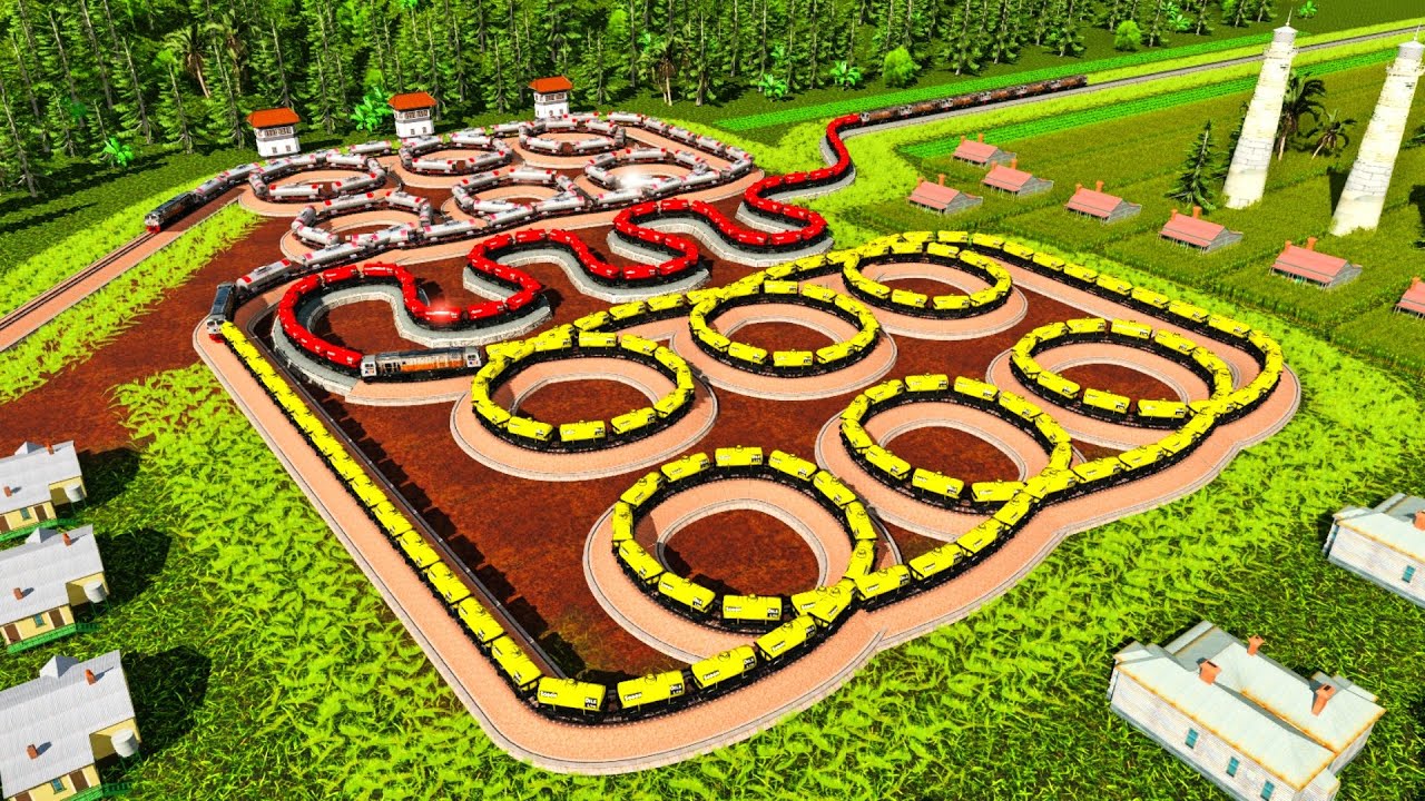 Rel Labirin 12 Putaran Paling Sulit & Ekstrim🚦Kereta Api Berputar Putar Di Rel Labirin Yang Rumit🚂