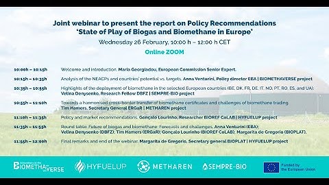 WEBINAR - State of Play of Biogas and Biomethane in Europe