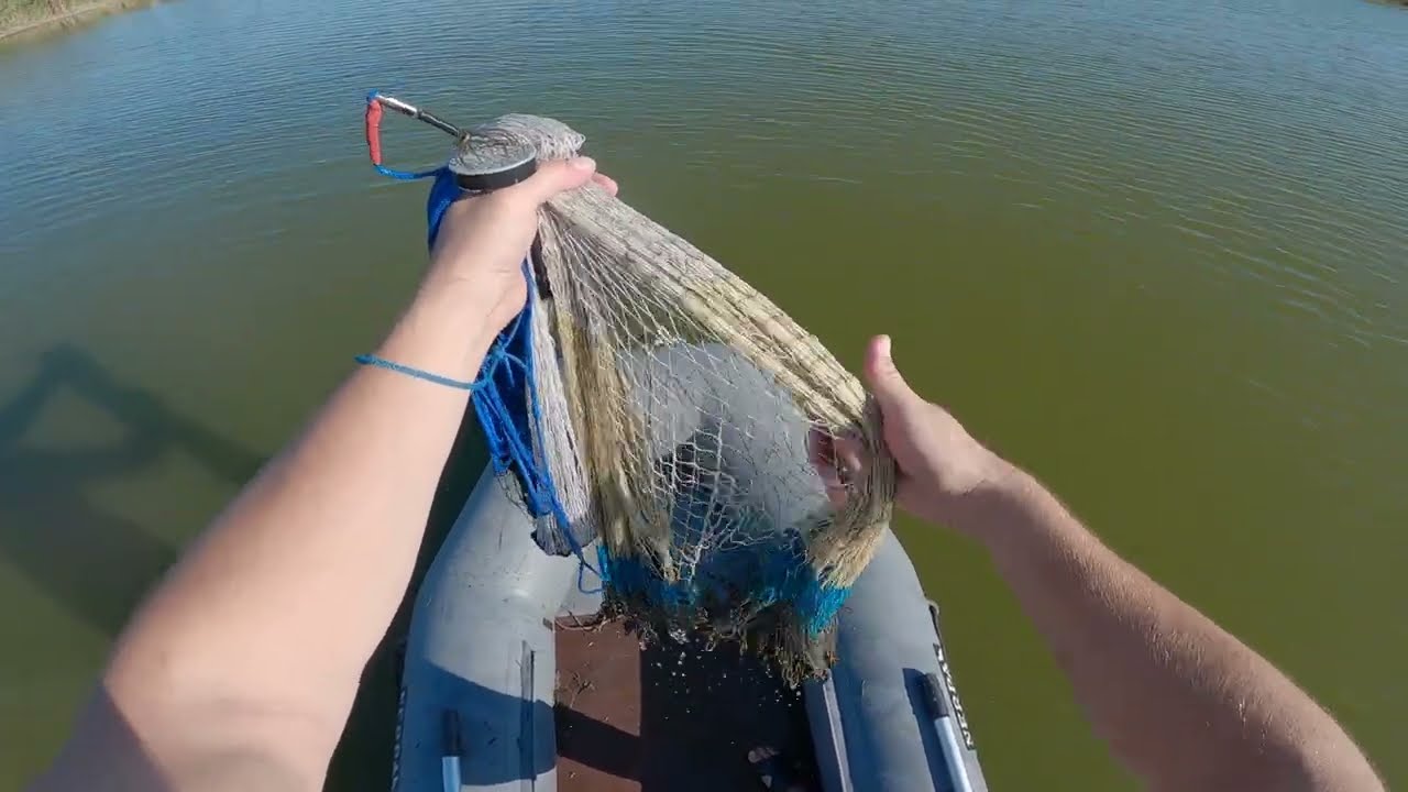 Рыбалка на кастинговую сеть учу бросать кастинговую сеть наловили на жареху.