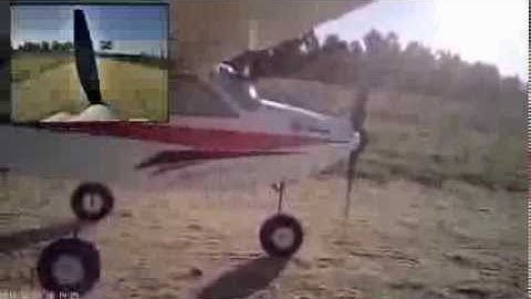 E-Flite Apprentice FPV flight w/ side mounted #16 keychain camera