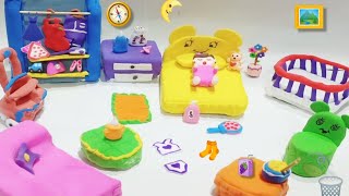 Diy How To Make polymer Clay Miniature Doll House, Bed,Chair,Cabinet,Trolley,Sofa, #diy #dollhouse