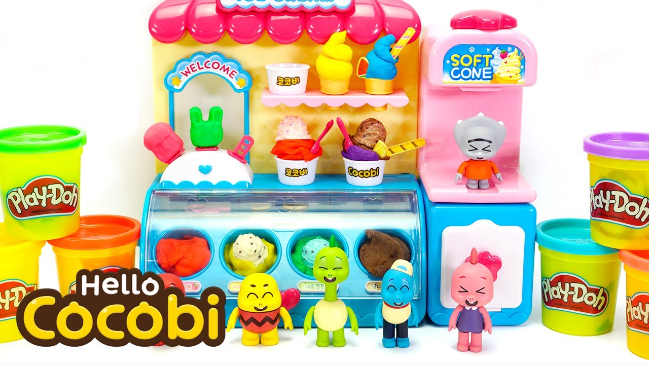 Toy Ice Cream Shop Rainbow Play Doh Clay Cocobi Colors Hello Cocobi YouTube