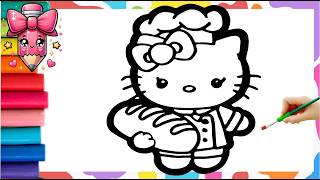 How To Draw a Rainbow Hello Kitty Drawing | Hello Kity Drawing For Kids |  Hello Kity Drawing