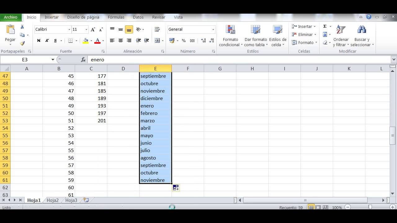 Autollenado en excel - YouTube