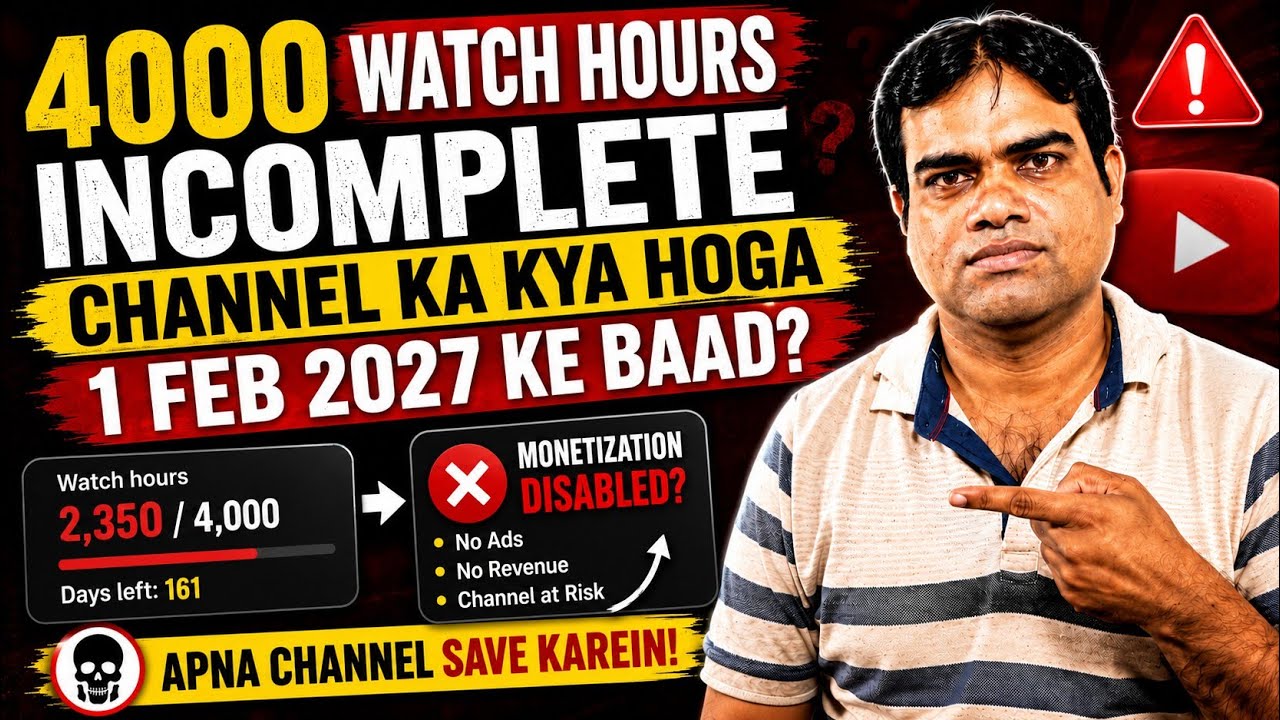 4000 Watch Hours Incomplete — Channel Ka Kya Hoga 1 Feb 2027 Ke Baad?