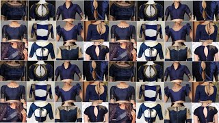 Navy Blue Colour Blouse Back Neck Designs Navy Blue Saree Blouse Combination