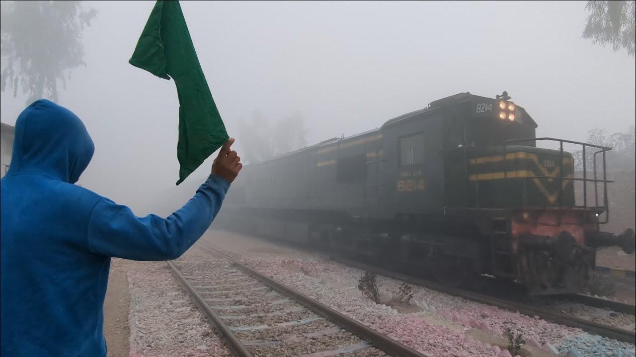 Full smoke Speedy Train Through Pass Railway Crossing Pakistan Railway Train 