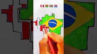 Draw Flag Map of South America #southamerica #flag #drawing #map 