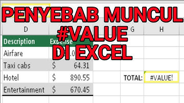 Penyebab muncul value di excel