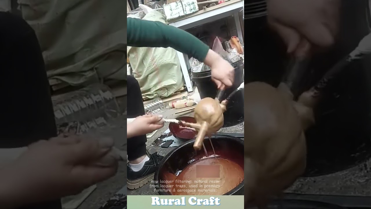 Filtering raw lacquer: used in high-end furniture and aerospace materials.