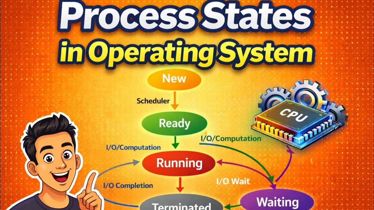 Process States in Operating System 🚀 | New, Ready, Running, Waiting (Easy)