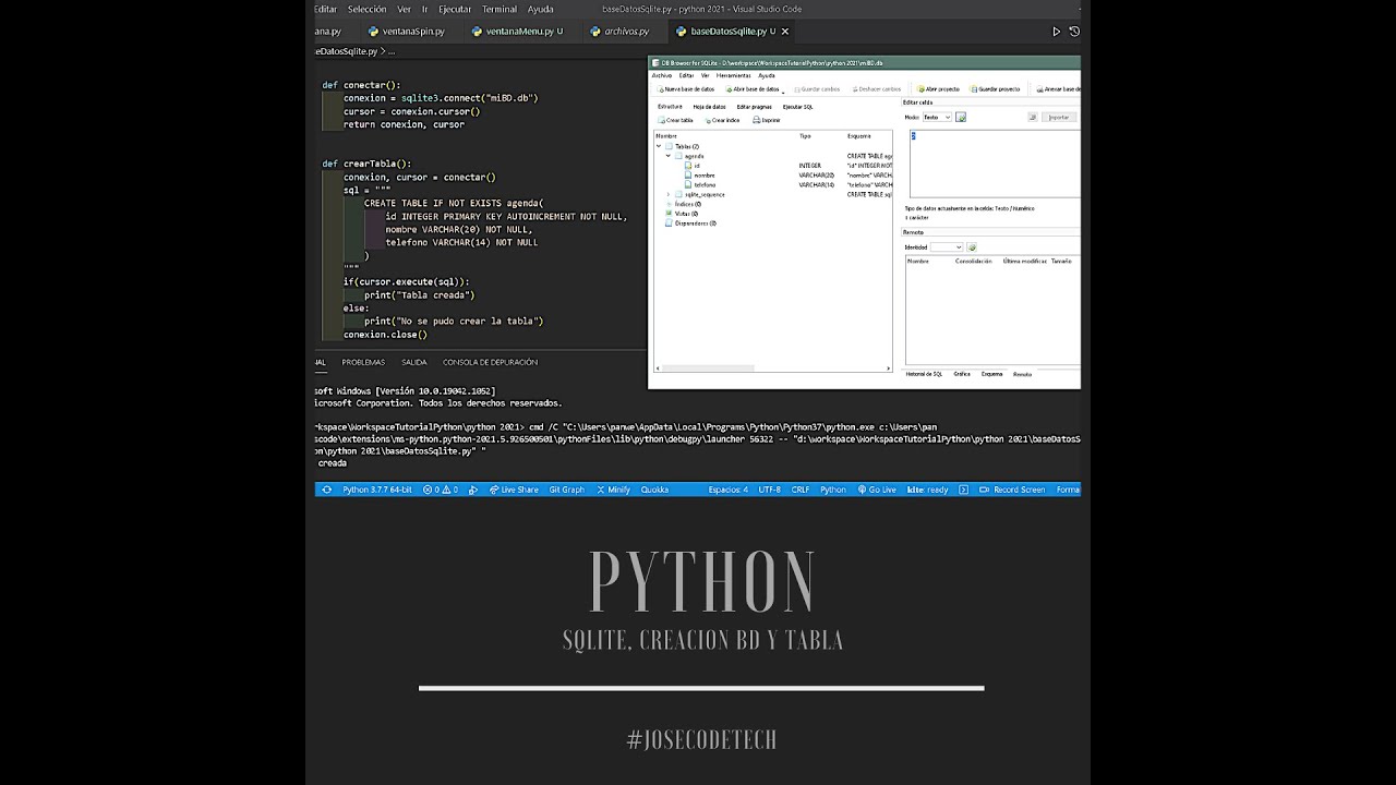 31 Sqlite creacion base de datos con Python - YouTube