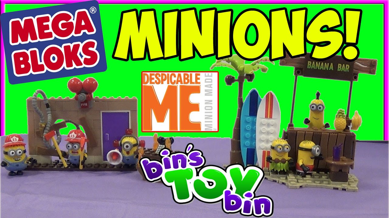 Minions Mega Bloks Fire Rescue & Beach Party Sets! Despicable Me Review by Bin's Toy Bin