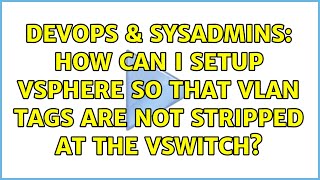 DevOps & SysAdmins: How can I setup vSphere so that VLAN tags are not stripped at the vSwitch? Wealth