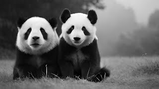 Panda Vintage Photos Generated By Ai Architectural Natural Landscape パンダ 動物 海 川 山 自然 風景 白黒 写真