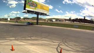 Blue Drift Car Slams Into Pole