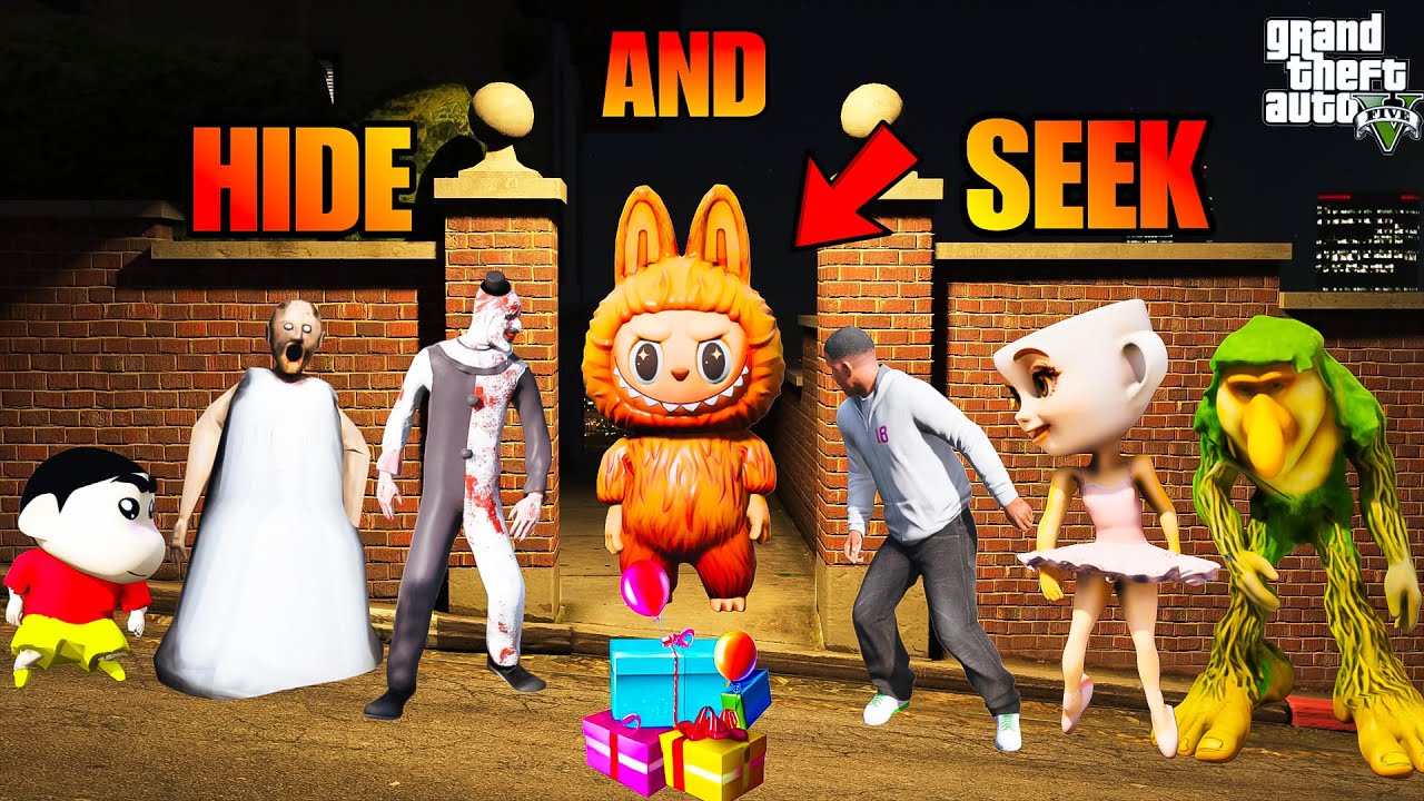 Franklin & Shinchan Playing Hide And Seek With Labubu And Brainrot Animals & All Ghosts in GTA 5