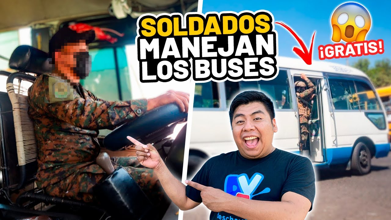 🚨SOLDADOS MANEJAN el TRANSPORTE PÚBLICO en EL Salvador *pasaje gratis* 🤩