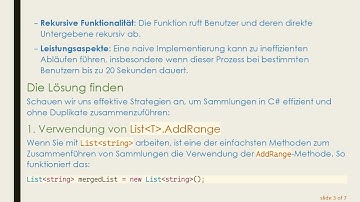 Wie man zwei Sammlungen in C#  effizient ohne Duplikate zusammenführt