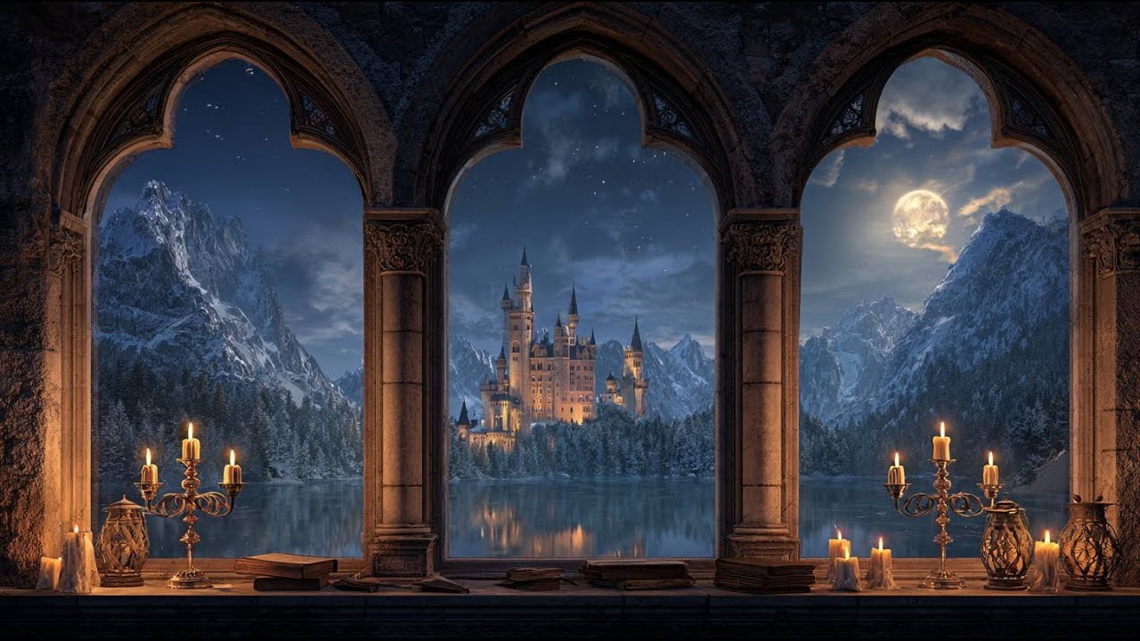 ❄️ Winter Castle Ambience – Relaxing Music & Gentle Snow for Sleep, Study & Meditation
