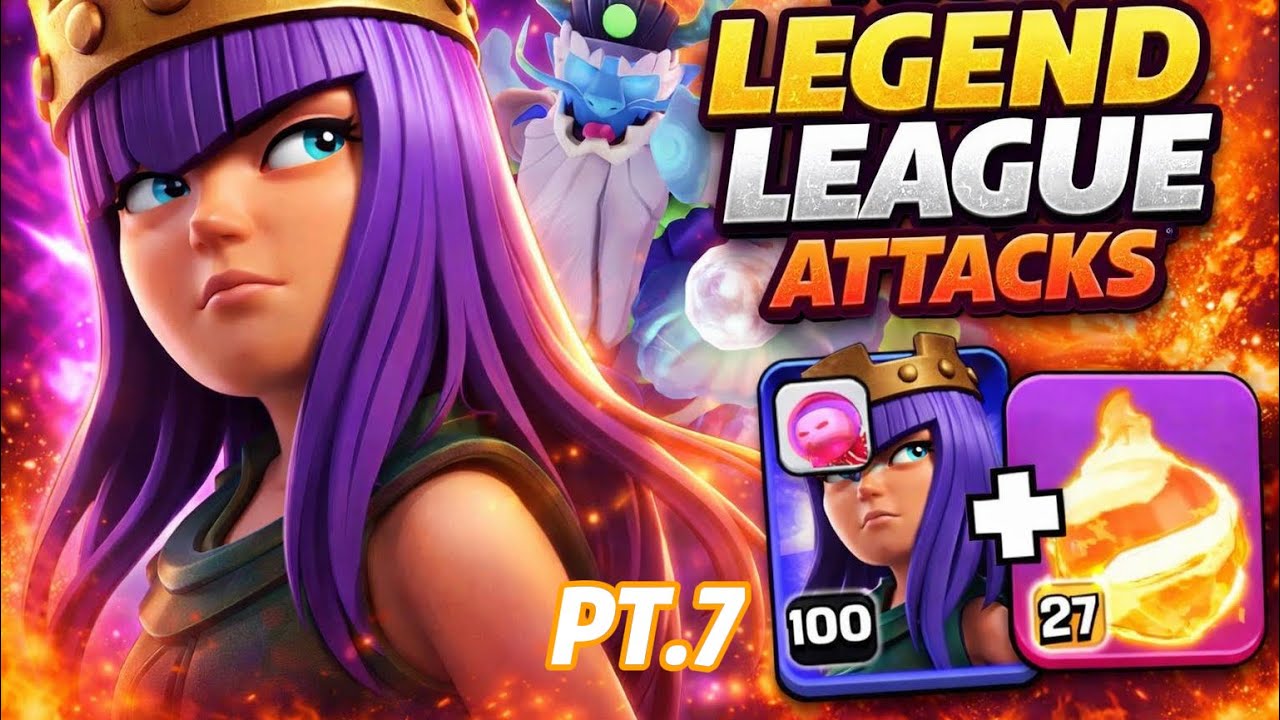 Legend Attacks January Season Meteor Golem+Queen Charge Fireball With Army Link+3 bases