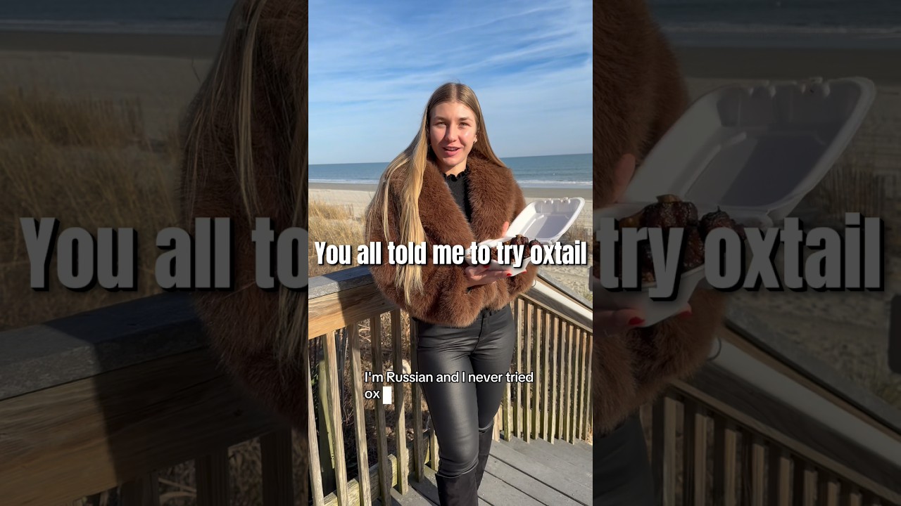 Russian girl tries Oxtail for the first time 🇺🇸 🇷🇺 #foodreview