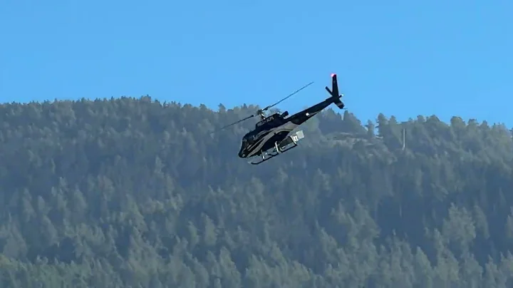 Eurocopter H125 Ecureuil AS350B3+ HB-ZIJ HeliAlps landing Sion airport Valais Switzerland 09.10.2025