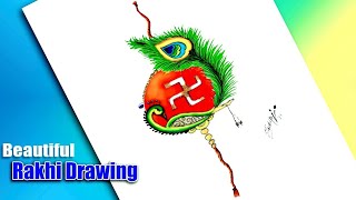 Beautiful rakhi drawing for sketch and glitter pen | রাখি আঁকার সহজ উপায় | Rakhi Bandhan drawing