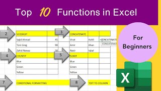 Top Ten Excel function for beginners| Excel Function| Important Excel functions