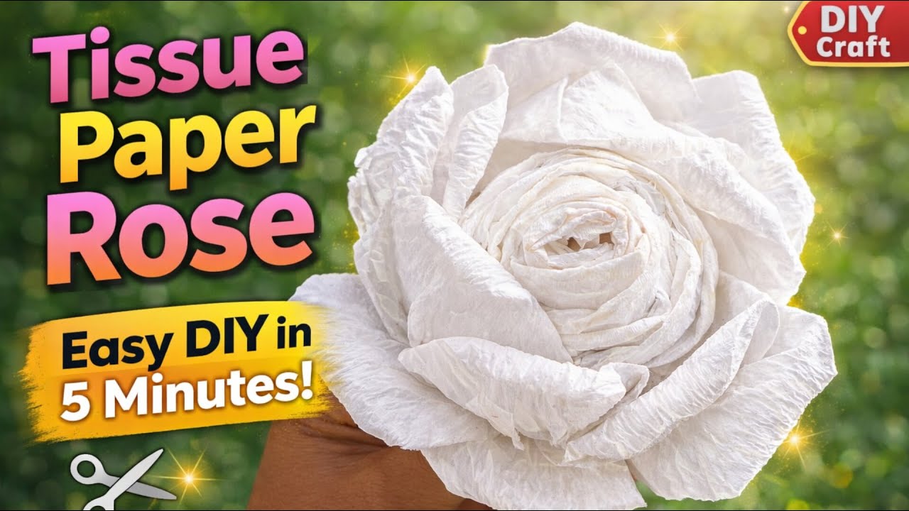 How to Make a Tissue Paper Rose | Easy DIY Paper Flower in 5 Minutes ...
