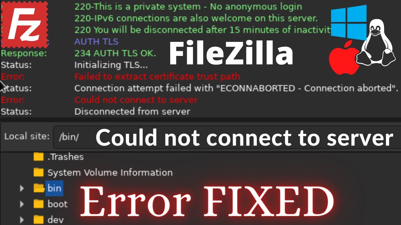 filezilla econnrefused virtualbox