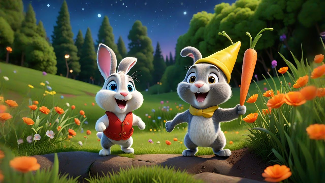 Four Jumping Bunnies Learn to Add | Addition Song for Kids | Nursery Rhymes and Learning Songs