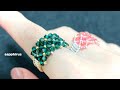 【ビーズステッチ】ビーズで作るパヴェ風リング＊作り方　 Pavé setting ring made with beads/DIY/Beaded rings/Bugle Beads/tutorial