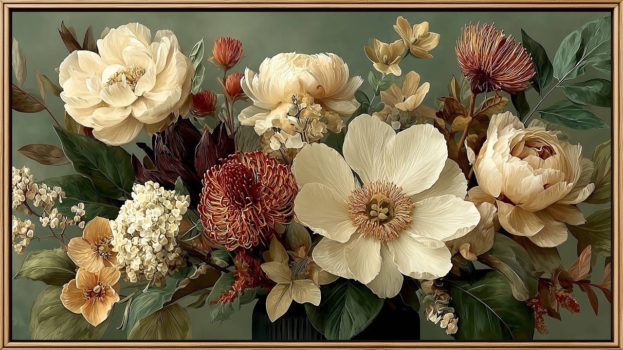 Winter Botanical Arrangement | | Art Framed Screensaver | Art for Your TV | 4K