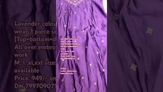 Lavender colour party wear dresses 3 piece set (top+bottom+duppata) #viral #onlineshopping