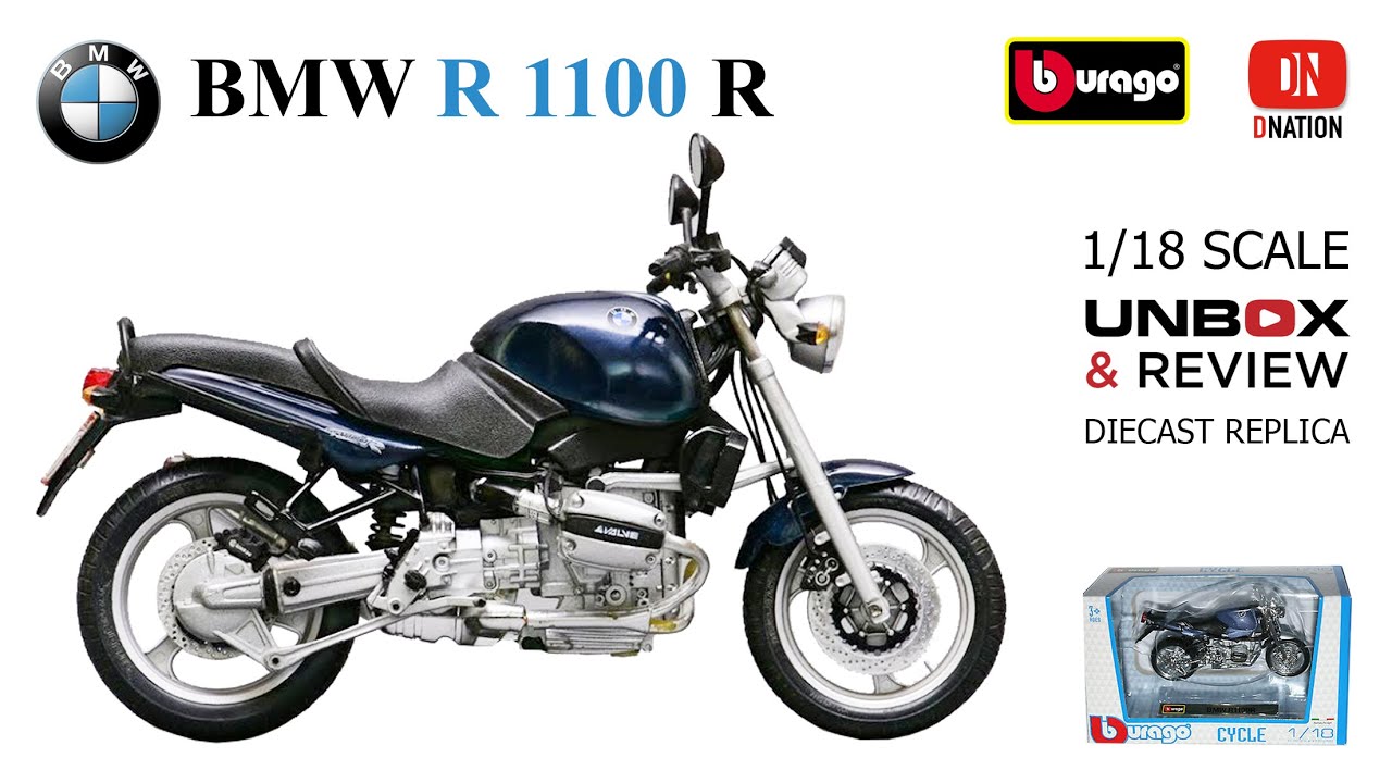 BMW R 1100 R 1:18 scale diecast motorcycle by Bburago Unboxing