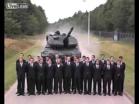 Tank brake test  Crazy emergency braking with a Leopard tank in the Netherlands