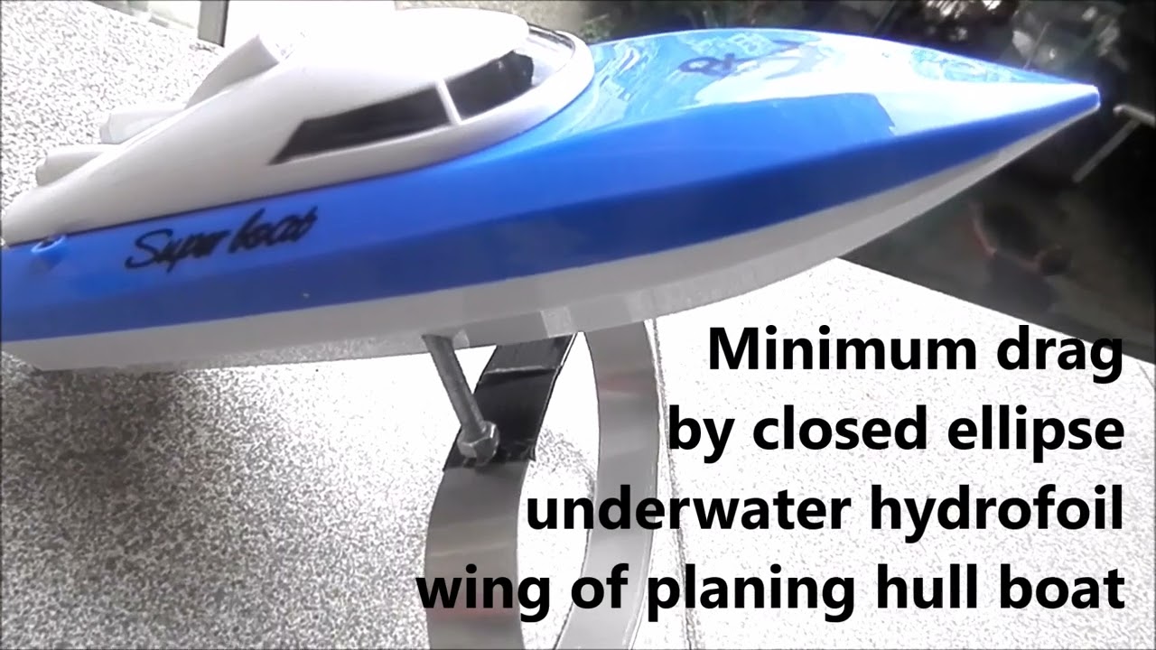 Minimum drag boat hull by closed ellipse under water hydrofoil endless