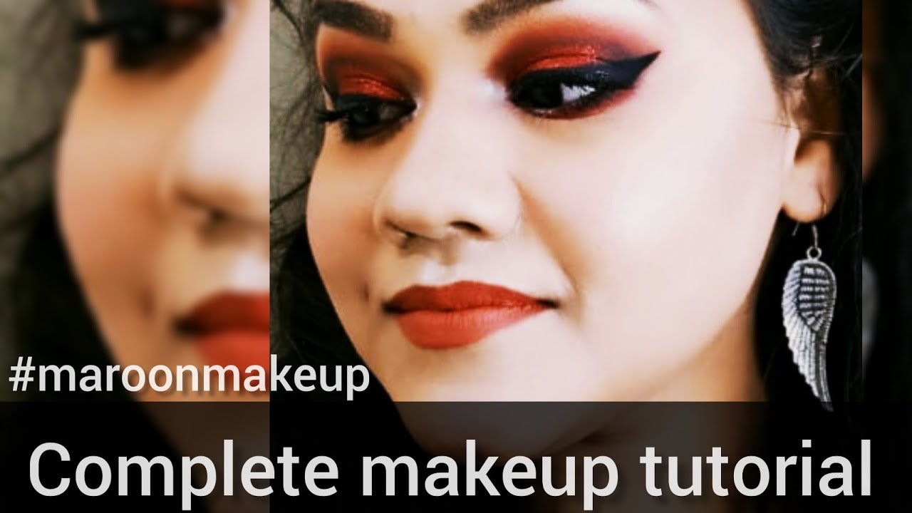 Completely makeup tutorial | Maroon makeup look Red eyeMakeup 
