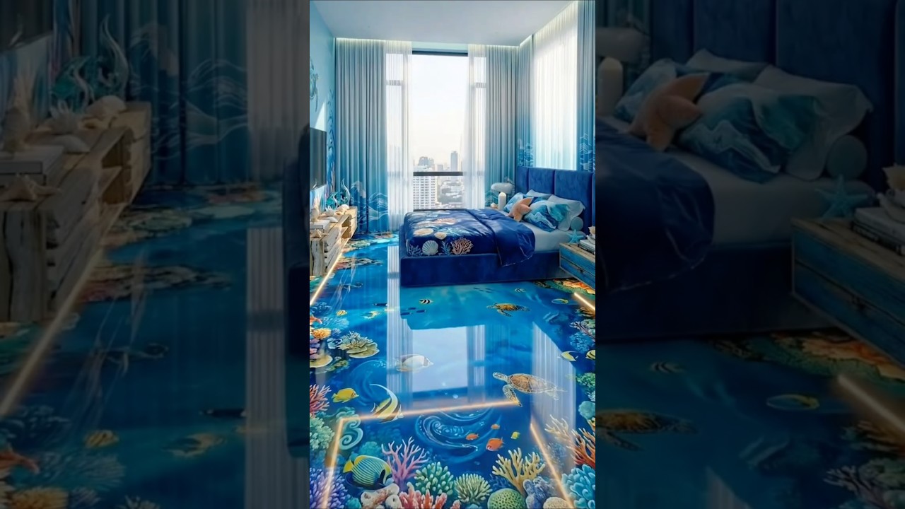 Underwater Bedroom Illusion | 3D Epoxy Ocean Floor Transformation 🌊🐠 