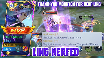 LING NERF! THANK YOU MOONTON FOR NERF LING! LING GAMEPLAY IN NEW PATCH - MOBILE LEGENDS